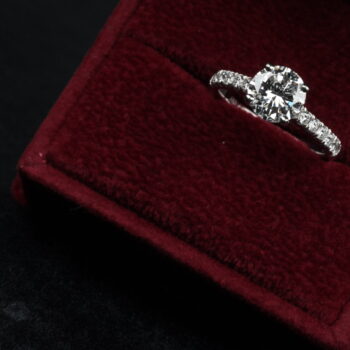 Platinum GIA Certified Round Brilliant Cut Diamond Solitaire Ring With Diamond Shoulders